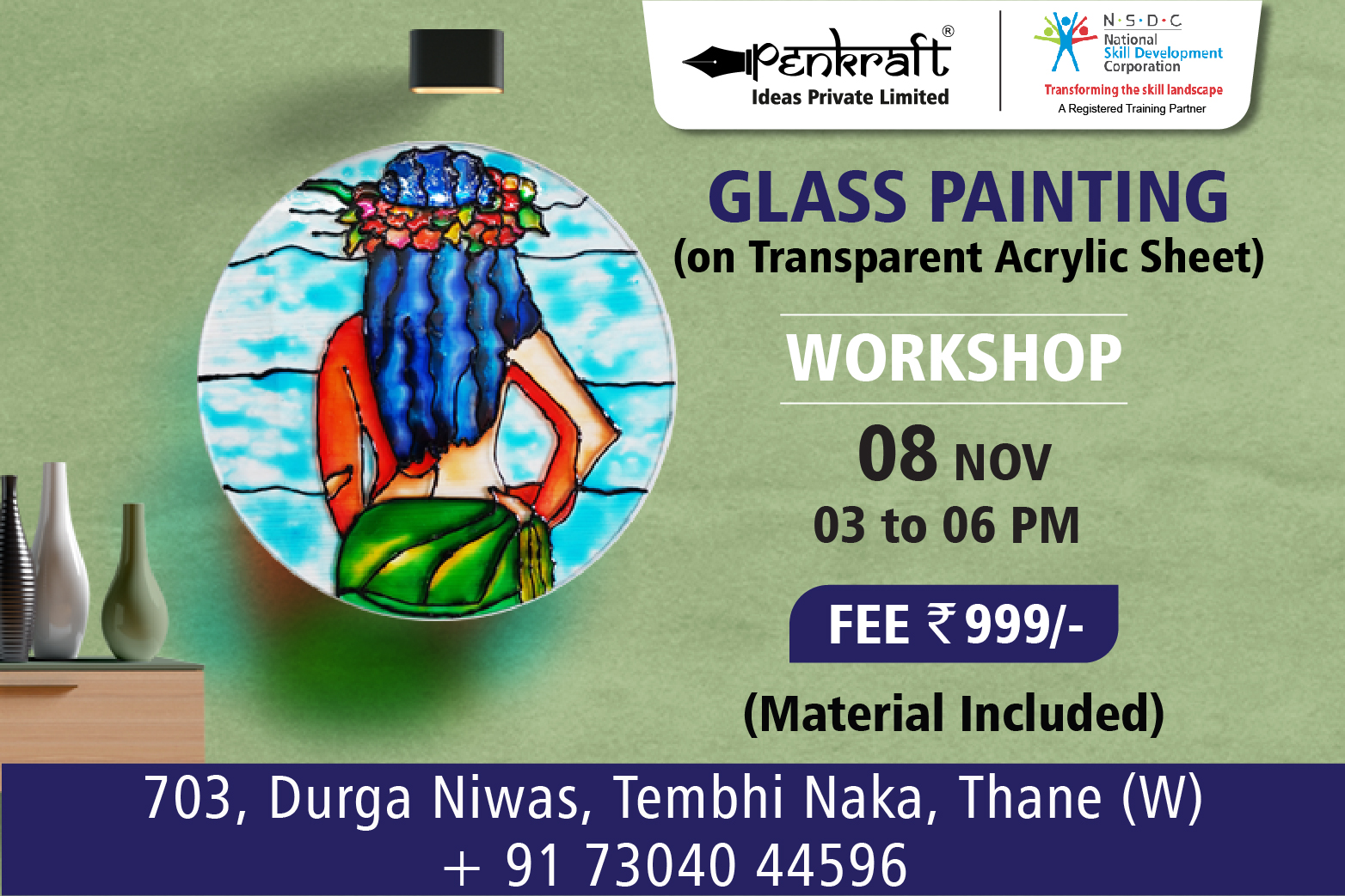 Penkraft Glass Painting on Transparent Acrylic Sheet Workshop!